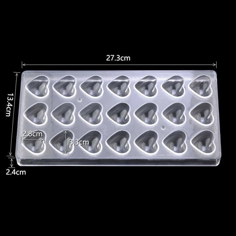 21 Hartvormige Diamant Chocoladevorm DIY Bakken Acryl Chocolademaker Mousse Candy Mold Baking Pastry Tool 210721