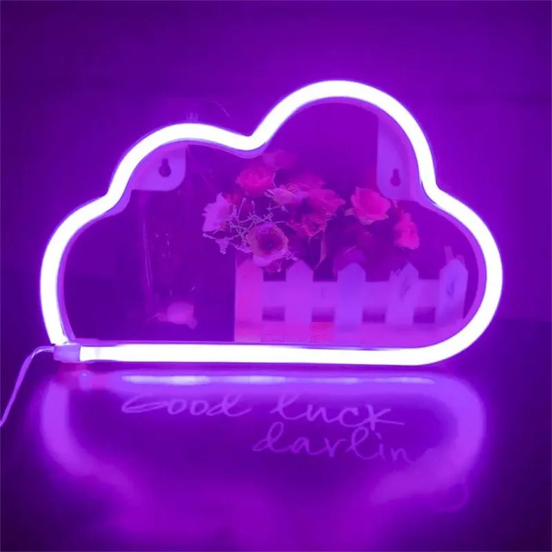 Cloud Design Insegna al neon Luce notturna Arte Luci decorative Lampada da parete in plastica bambini Baby Room Illuminazione natalizia Festa di Natale LED Stri251y