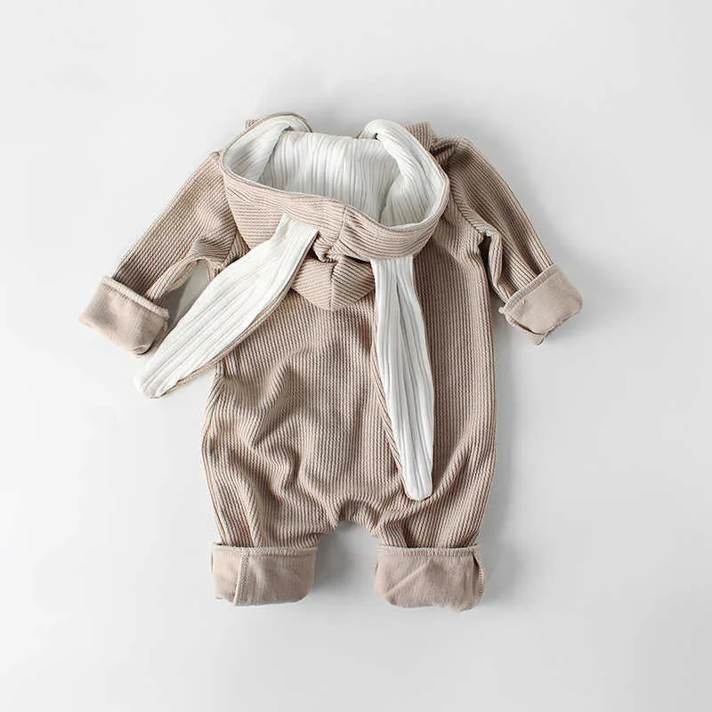 Automne filles barboteuses bébé vêtements pour enfants bébé lapins oreilles manches longues combinaison né vêtements d'hiver 210701