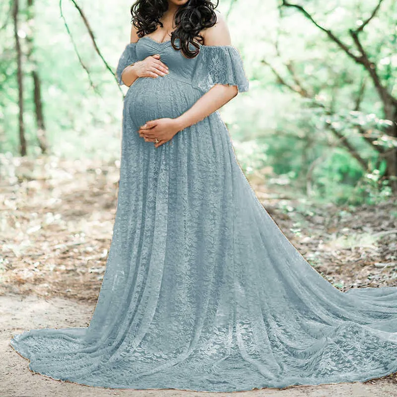 Vestido de maternidad de encaje elegante Fotografía Fotografía Sesión de fotos Vestidos para mujeres embarazadas Ropa Vestido de embarazo para sesión de fotos Y0924