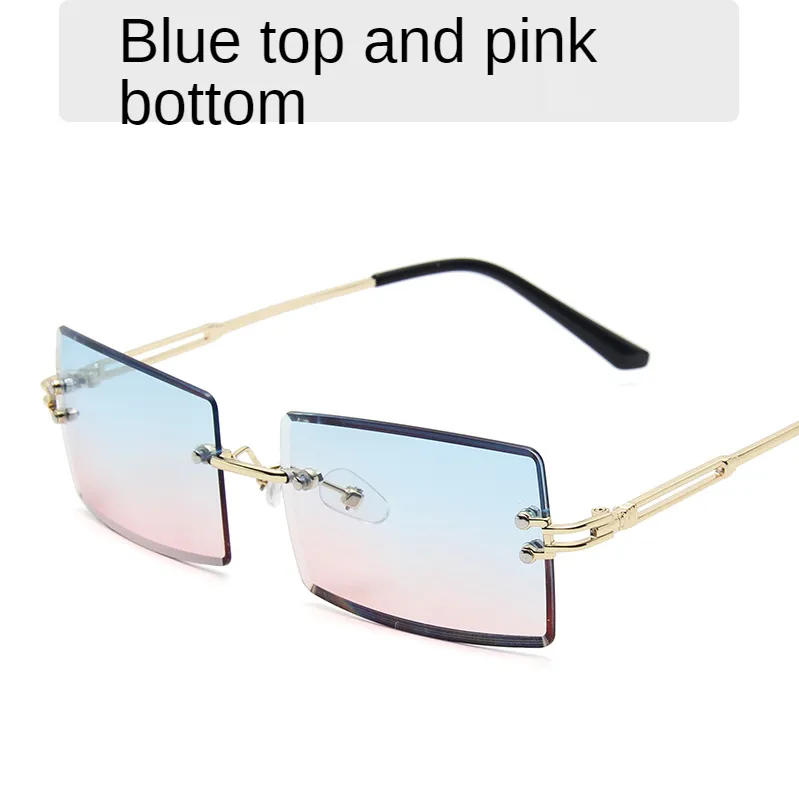 Rahmenlosen Trimmbalken Damen Square Gradient Sonnenbrille Trend Street schießen Brillen mit Brillen