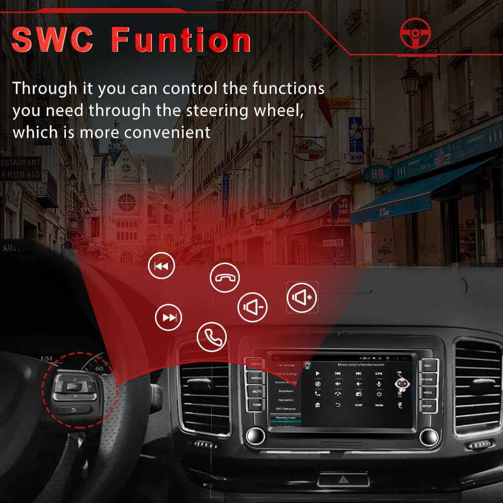 Lecteur multimédia Audio autoradio Android 10 pour VW Volkswagen Skoda Octavia Polo Golf Passat siège GPS Carplay Autoradio2114