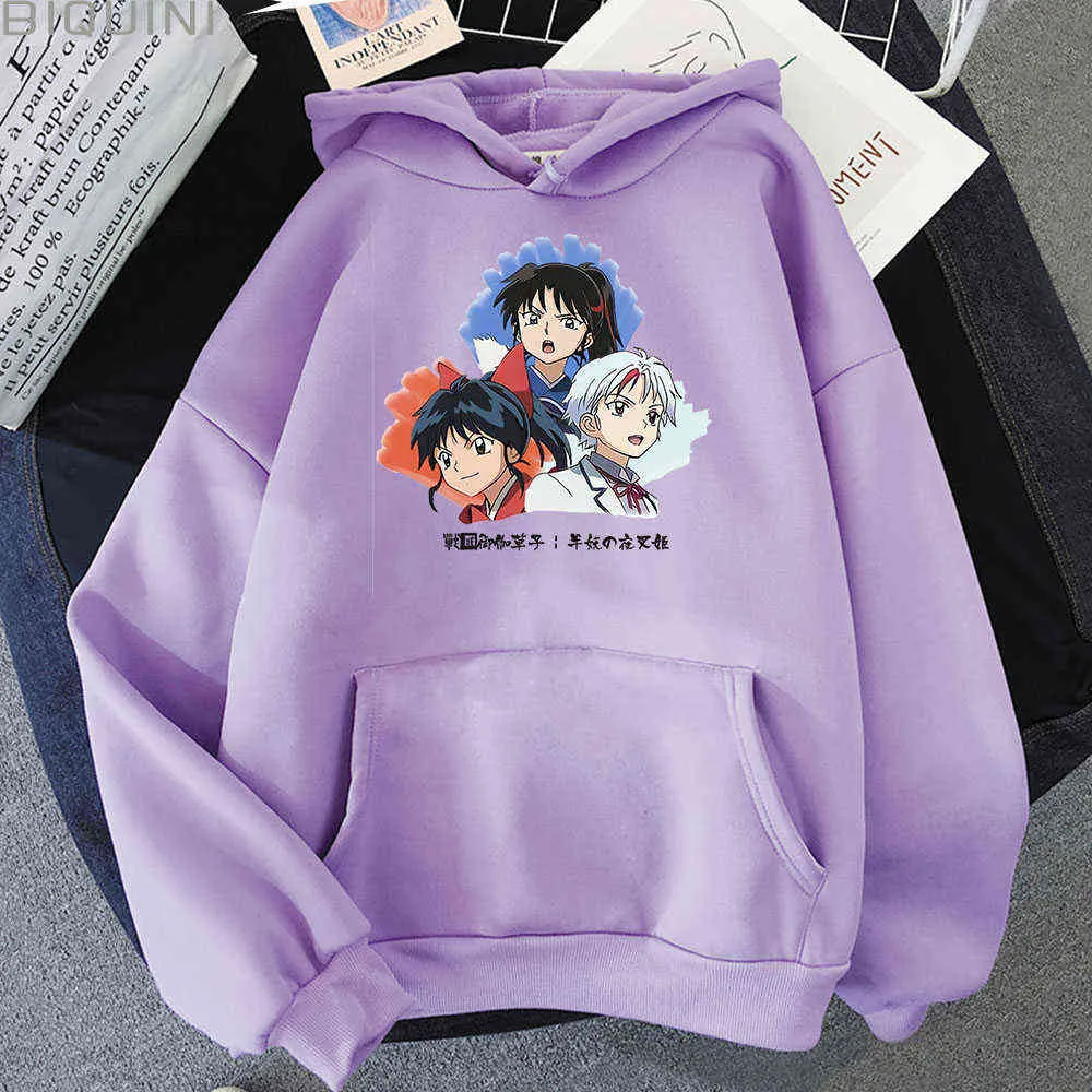 Anime Hoodies Frauen Yashahime Prinzessin Halbdämon 90er Jahre Kawaii Ästhetische Kleidung Frühling/Herbst Lose Farben 12 Sweatshirts Koreanische Y0820