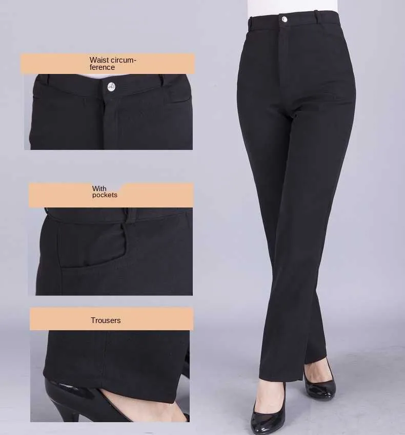 Pantalones elegantes para mujer, pantalones negros profesionales de otoño, pantalones informales de cintura alta para mujer, ropa de trabajo de oficina para mujer 210527