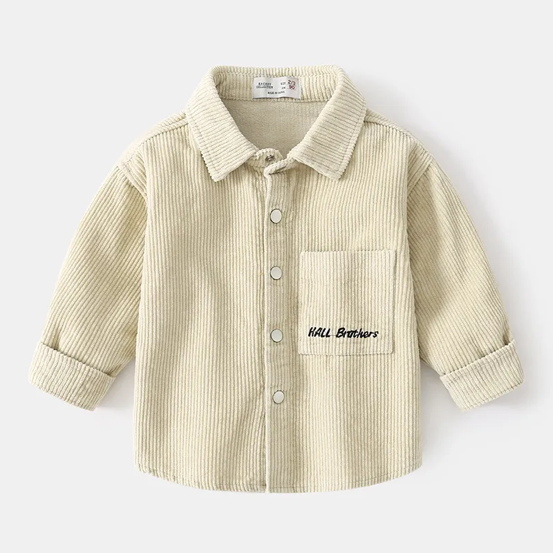 Baby Boys T-shirts Långärmad skolblus Corduroy Cardigan Kids Vitskjorta för småbarn Barn Toppar Höst 220314