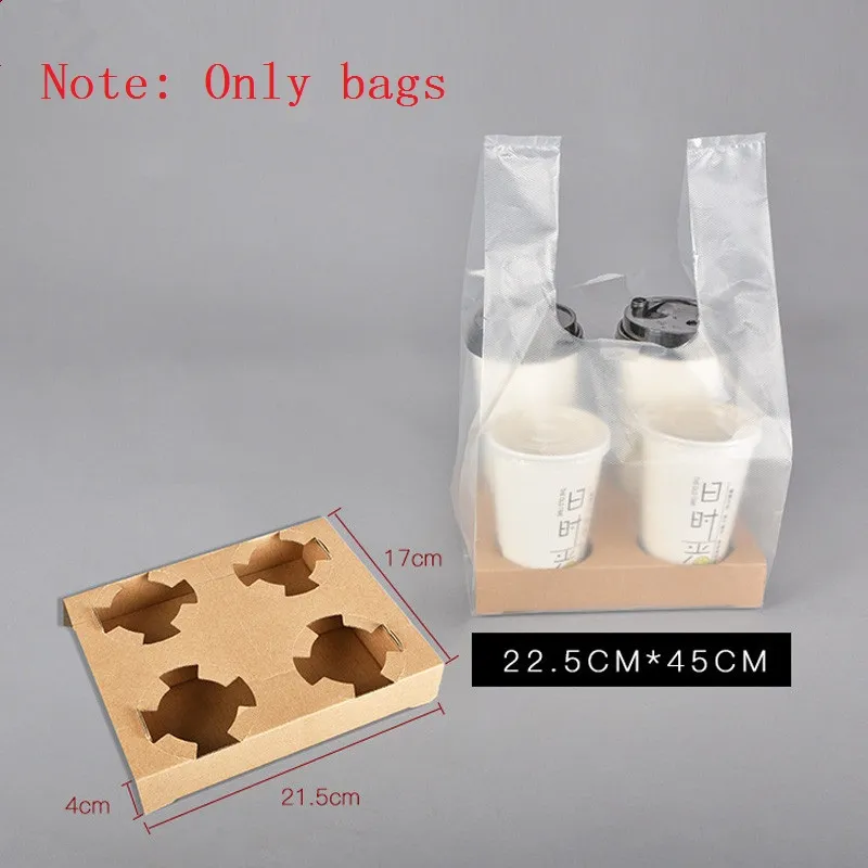 Different Size Tea Milk Coffee Plastic Takeaway Takeout vest Bag Portable Disposable Drinks Bag Cups Bags Hand Carry Bags