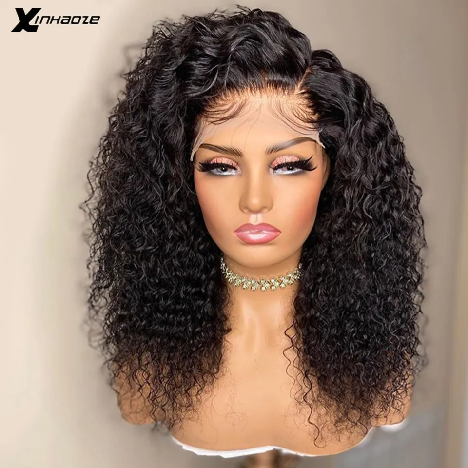 Brazylijskie 13x4 koronkowe frontalne ludzkie włosy z Baby 250 Gęstość Kinky Curly 4x4 5x5 Zamknięcie podstawy dla kobiet 2106304246715