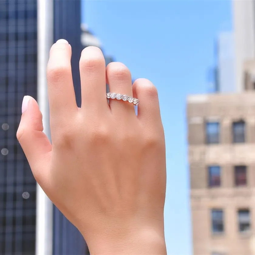 Модные 925 посеребренные кольца, белый камень CZ, простой дизайн, вечерние кольца для женщин, женские ювелирные изделия на годовщину свадьбы, подарок3978868