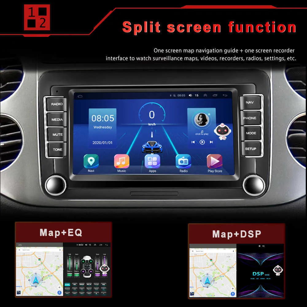 Lettore multimediale audio autoradio Android 10 VW Volkswagen Skoda Octavia Polo Golf Passat Seat GPS Carplay Autoradio333V