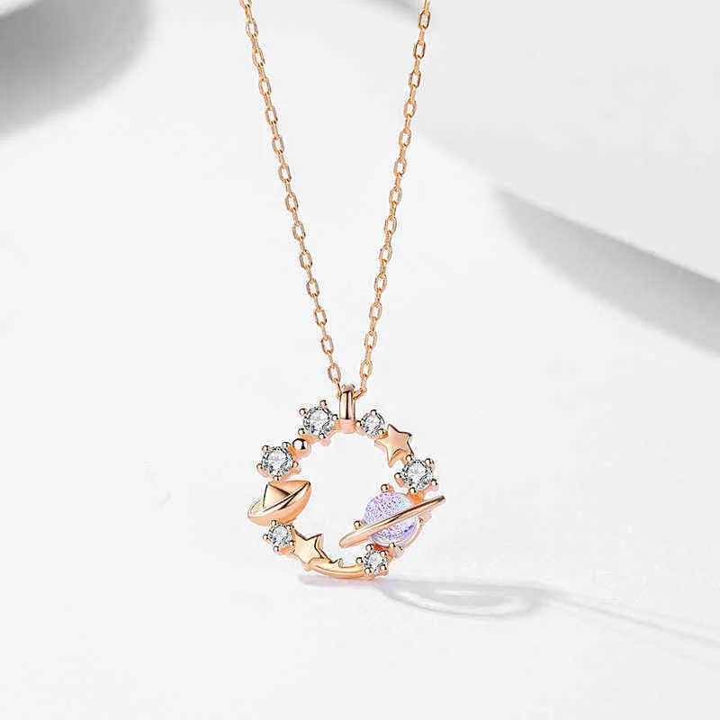 Meibapj Boutique mode S925 collier en argent Sterling pendentif femme lune planète la voie lactée saint valentin cadeau bijoux