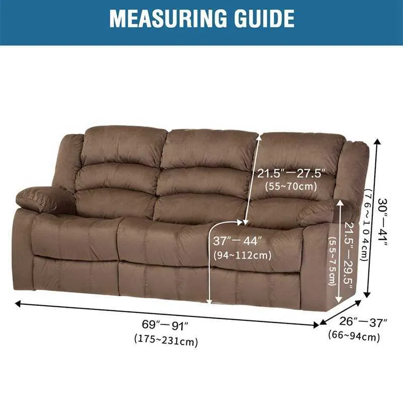 All-inclusive Recliner Sofa Cover för 3-sits elastisk stol Slipcover Suede Couch fåtölj Non-Slip Protector 210909305W