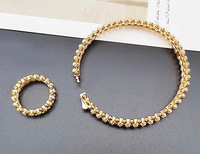 Donia jóias pulseira de luxo europeu e americano moda clássico cone quadrado cobre micro-incrustado zircão pulseira anel conjunto senhora de2526