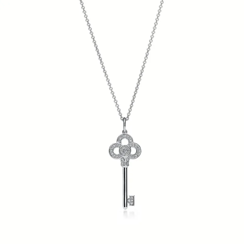 TF -Produkte 925 Sterling Silber Full Drill Key Halskette Schlüsselbein Kette Kurzhärchen für Frauen Fein juwelternhfi271f9083841