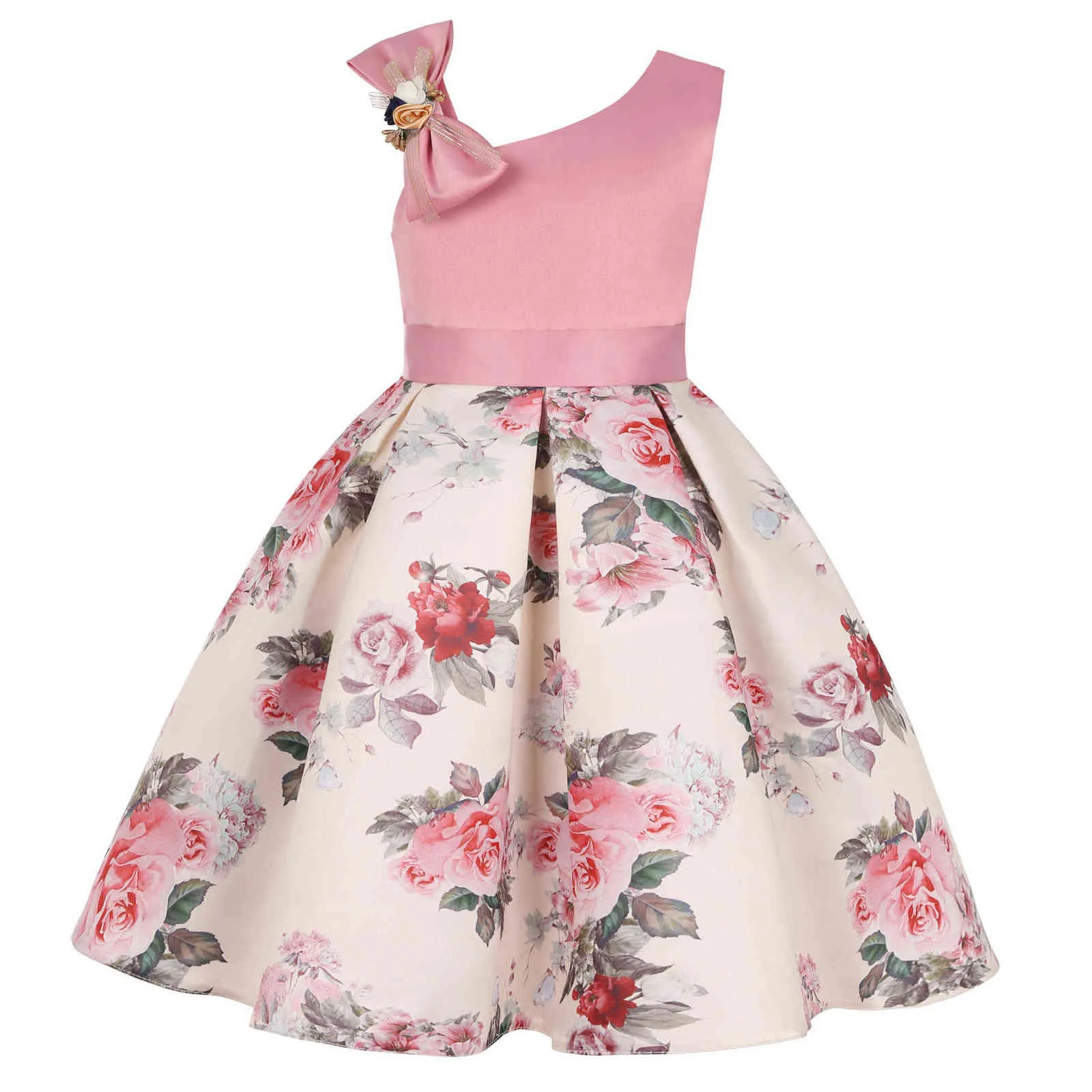 赤ちゃんの女の子3 dの花のシルクプリンセスドレスのためのウェディングパーティーのためのエレガントな子供たちのドレス幼児の女の子子供のファッション服G1129