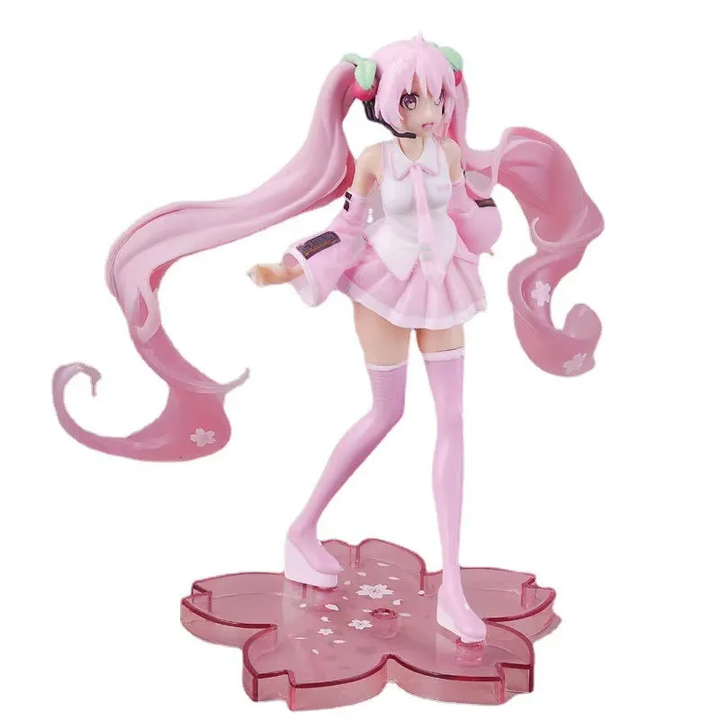 Anime Hatsunemiku Figura Sakura Pink Girls Figura Figura PVC estátua Anime Modelo estátua estátua de desktop carros decora colecionável GIF1057355