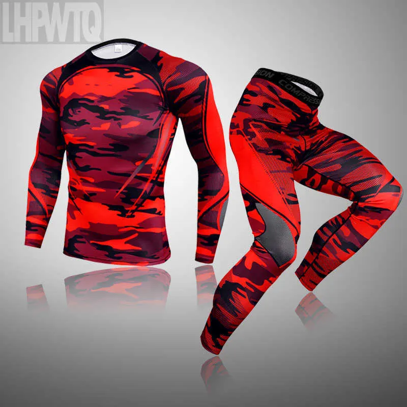 Thermal underwear Sport suit Men's Fitness Quick-drying Compression T-Shirt Long Sleeve Leggings base layer sport track suit 210913