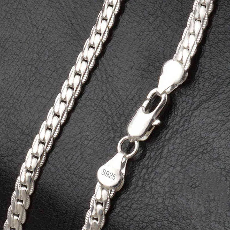 Doteffil 925 sterling silver 6mm full sidled halsband 18/20/22/24 tum kedja för kvinna män mode bröllop förlovning smycken y1217