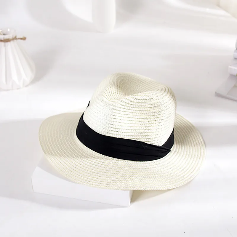 Chapeaux de soleil de plage en paille souple d'été pour femmes, chapeau Panama classique à large bord, sombrero paja chapeau femme paille ete chapeu feminino257J