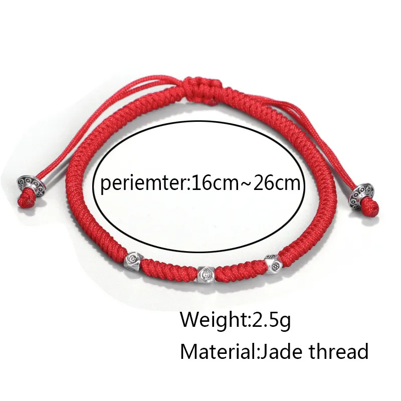 Armband handvävd diamantknut rött rep armband mångsidig pärla kreativ drag hand rep kvinna