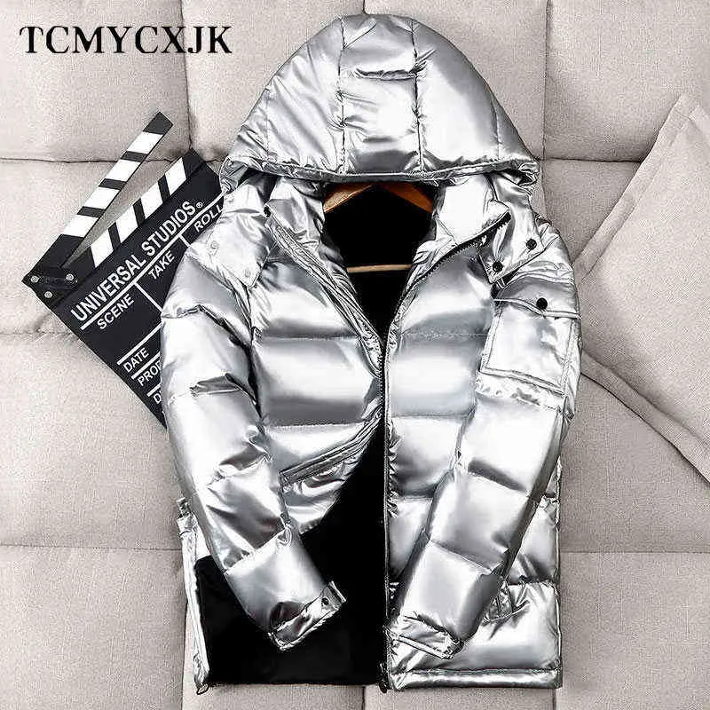 Short Shiny Down Oversized Jacket Women Fashion Brand Men And Women The Same Thick Warm Hooded Casual Jacket For Women 211108