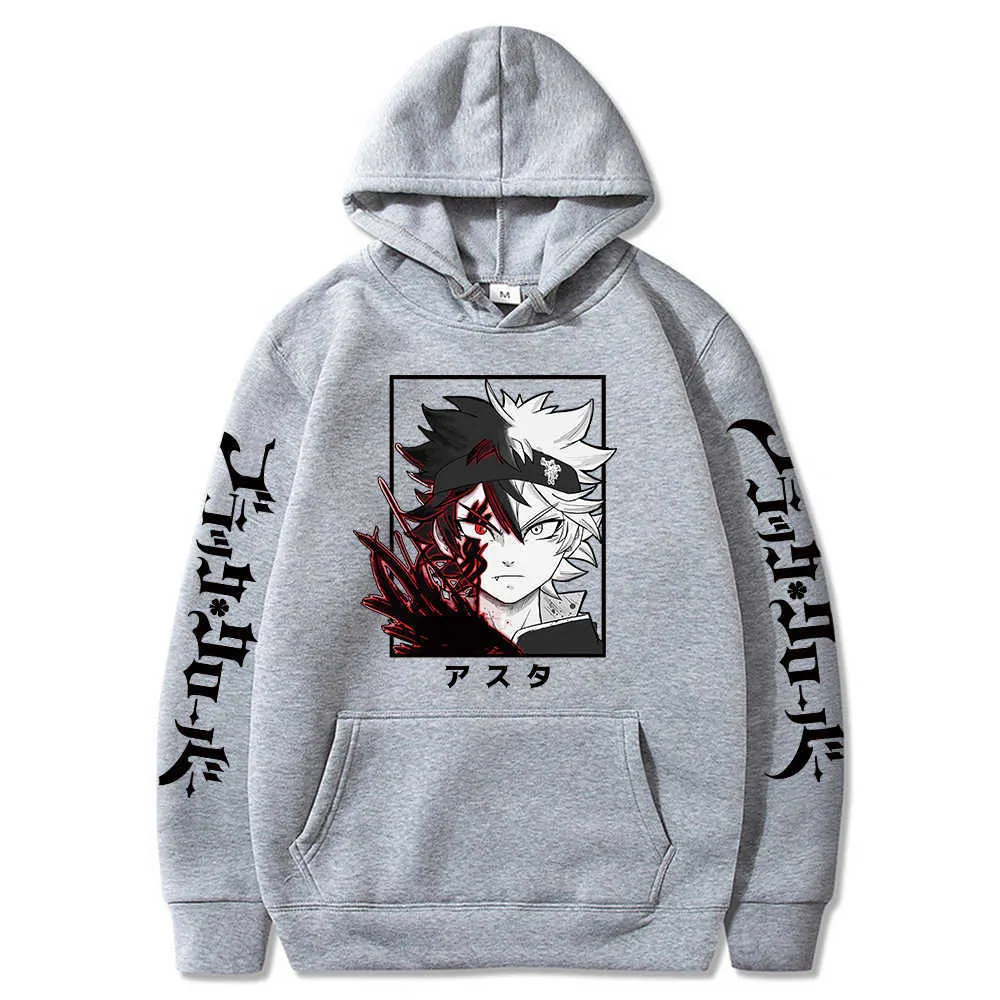 Black Clover Printed Hoodie Men's Sweatshirts Anime Asta Graphic Hoodie for Men Sportswear Cosplay Clothes Y0802