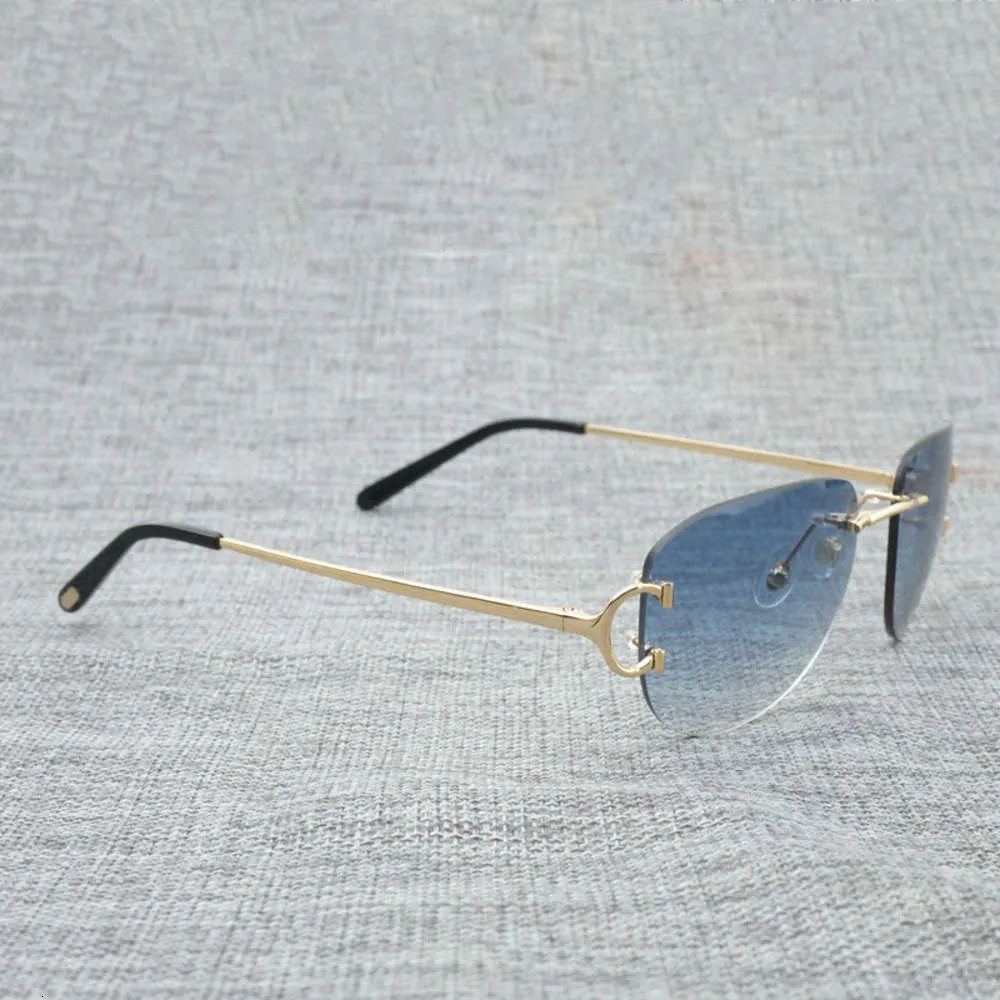 Vintage Rimless C Wire Sunglasses Hommes Eyewear Femmes pour les lunettes de luxe d'été Mennes de lunettes Oculos de Sol Las Gafas1096665