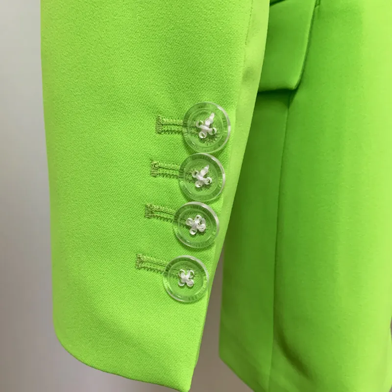 Giacca da donna HIGH STREET est Elegante giacca da donna con spalla extra a bottone singolo lungo verde fluo