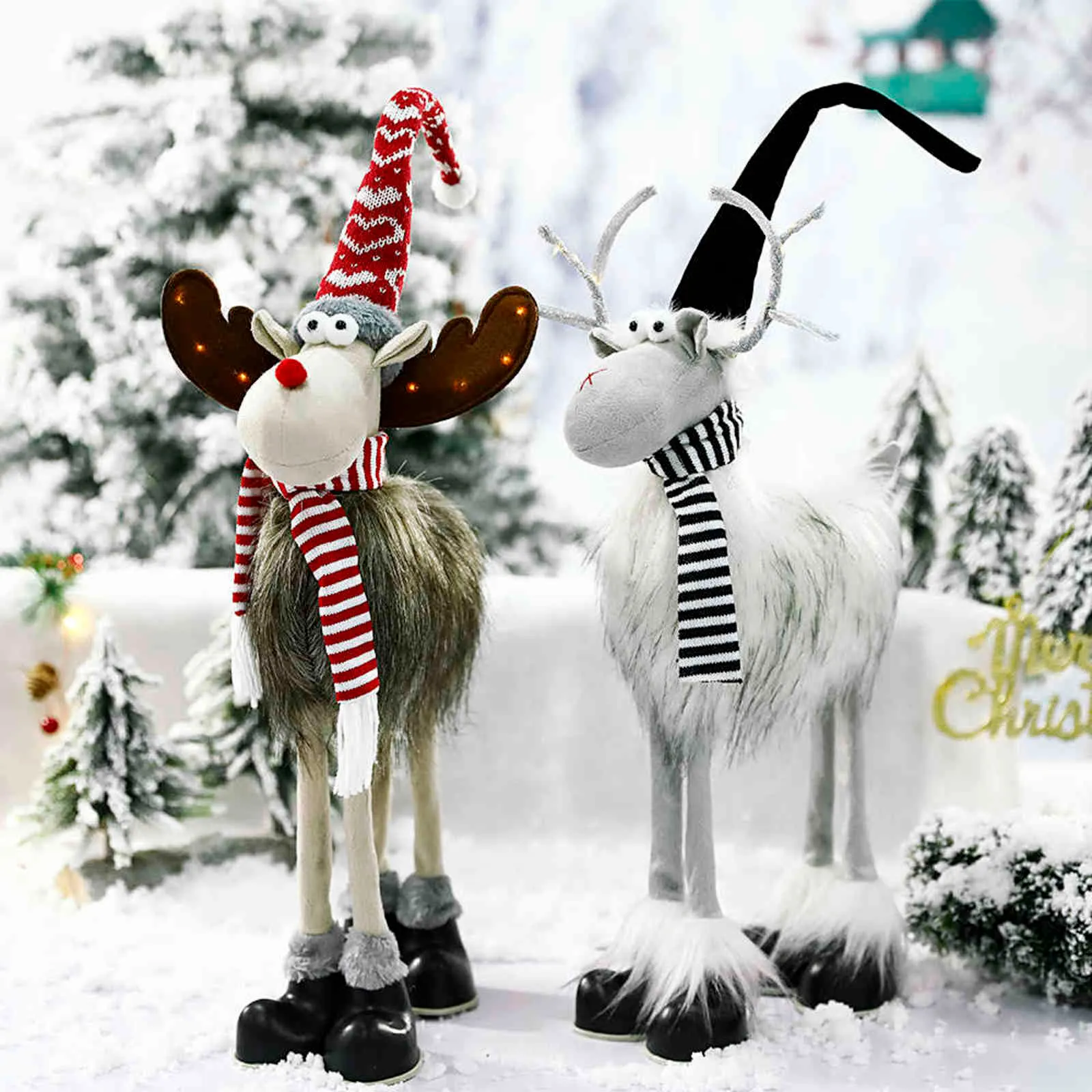 Grande poupée Elk debout avec lumières cadeau de Noël pour enfant Elk poupée renne Navidad ornements décoration de Noël 211109