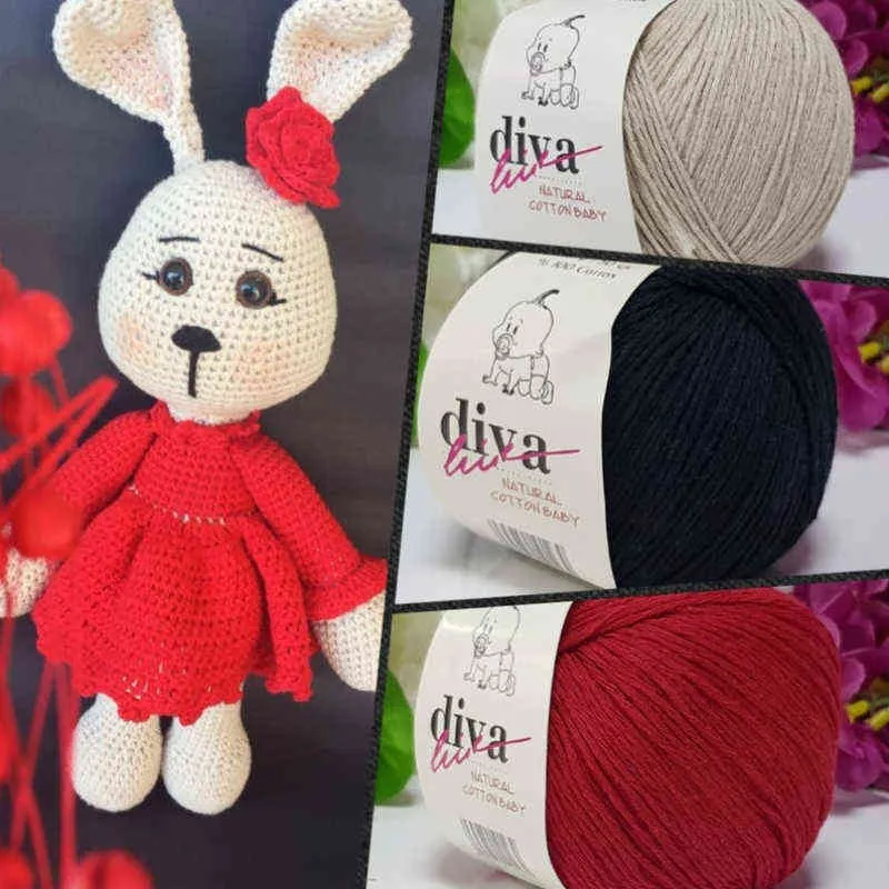 1 unid Diva Natural Baby Hilo de algodón para tejer a mano Alta calidad DIY Craft Suéter Bufanda Sombrero para bebé Y211129
