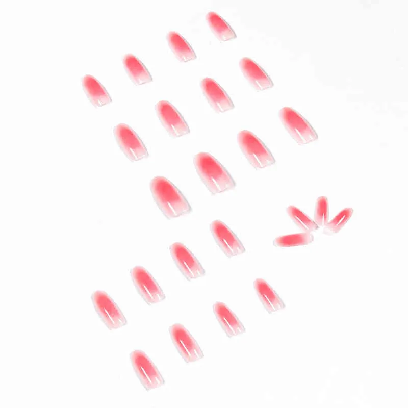 الأظافر الخاطئة الحلو الصيف المرأة الأظافر وهمية ملصقات طويلة روز الوردي لون الحلوى يمكن ارتداؤها مسمار كامل الانتهاء مع الغراء 24 قطع 220225