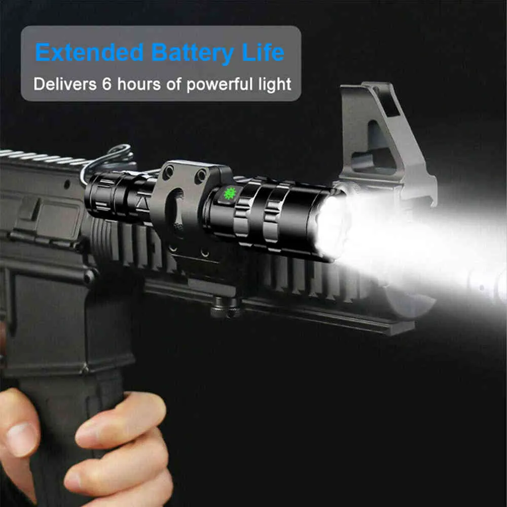 Taktische Taschenlampe 1600 Lumen USB wiederaufladbare Taschenlampe Wasserdichtes Jagdwaffenlicht mit Picatinny-Schienenmontagezubehör 210320