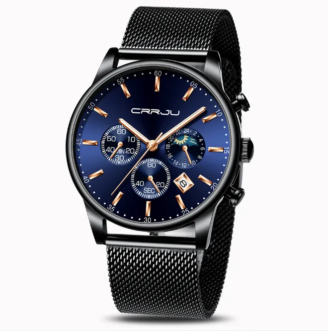 CRRJU 2266 Quartz CWP MEN MENS Titta på Selling Casual Personality Watches Fashion Popular Student Wristwatches With Rostly Steel 2275