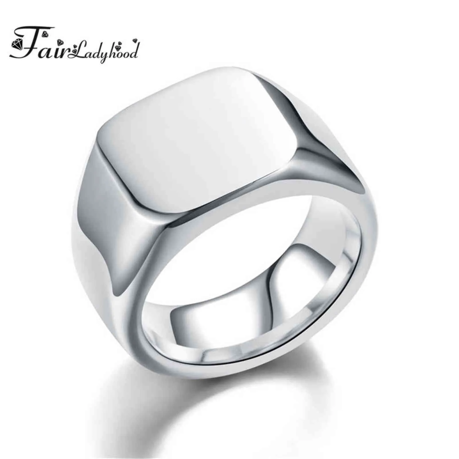 Fairladyhood Smooth Herren Black Rock Punk Ringe Coole Mode Individualität Siegelring für Frauen Mann Party Schmuck