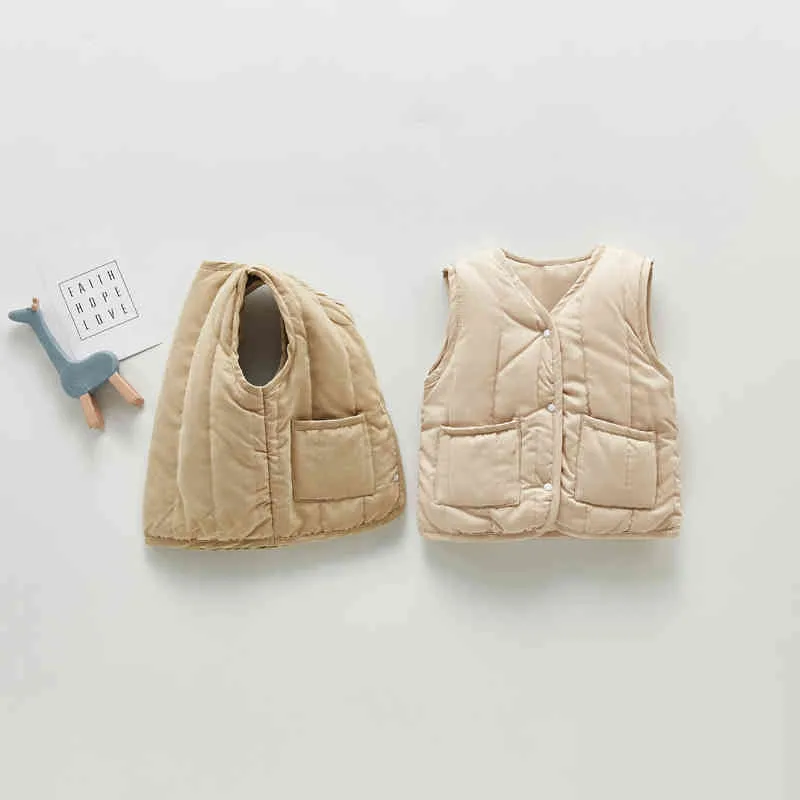 Automne et hiver rétro tout match gilet bébé coupe-vent veste hiver enfant en bas âge fille 211203