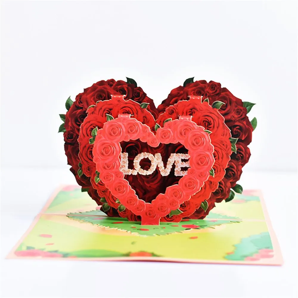 Moglie Marito Lettera d'Amore Creativa Romantico San Valentino Anniversario Biglietti d'Auguri di San Valentino Carta di Fiori Biglietto Pop-Up