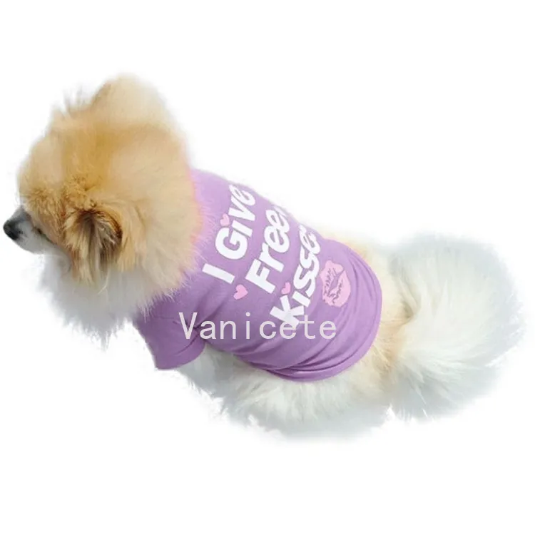 4 taille Dog Apparel produits vêtements pour animaux de compagnie printemps et été gilet pour animaux de compagnie T-shirt je donne des bisous gratuits T2I52423