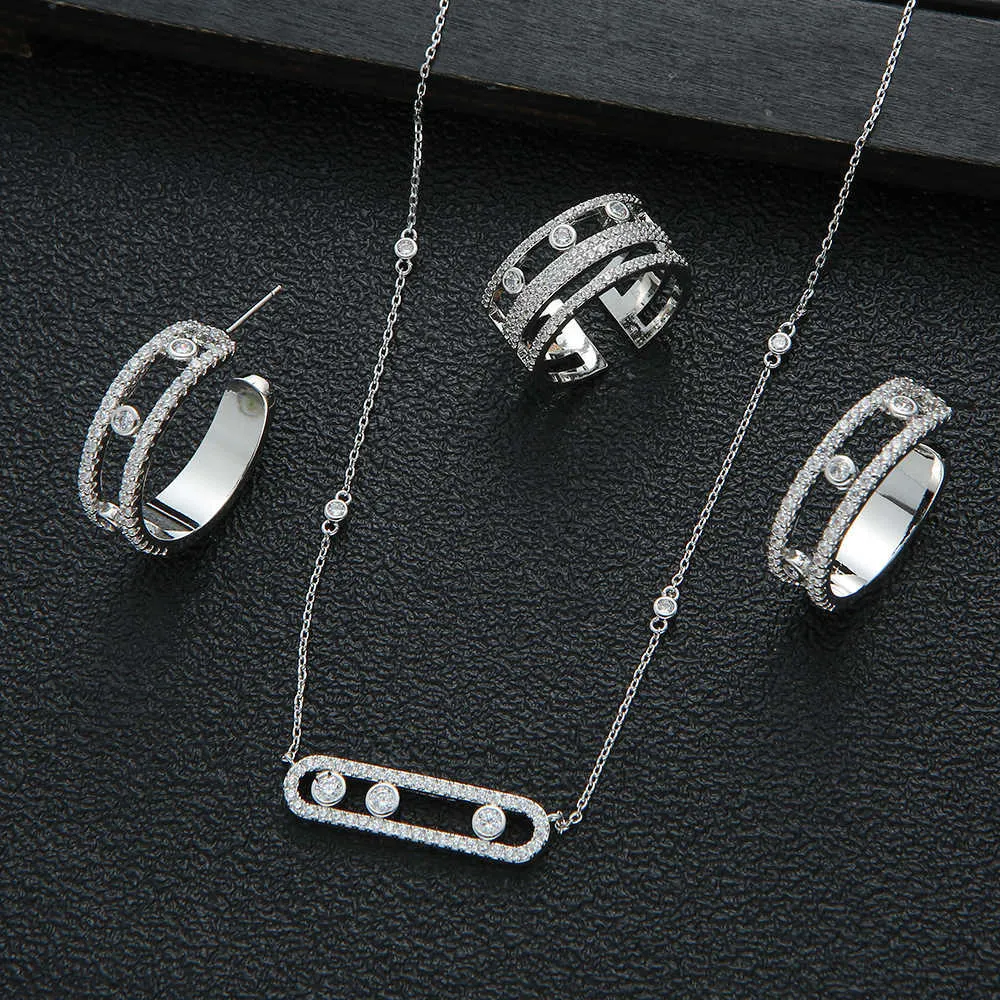 Trendy Zierliche Halskette Ohrring Ring Sets Stapelbare Halsband Für Frauen Dubai Schmuck Geschenk Pendientes Mujer Moda HXS005 H1022