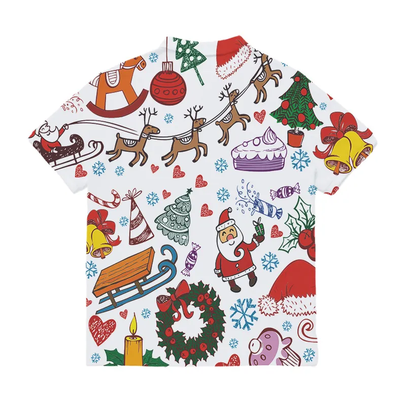 IFPD Formato UE Divertenti Elementi natalizi Camicie con bottoni stampati in 3D Uomo Natale Casual Cartoon Party Camicie a maniche corte Taglie forti 210325229t