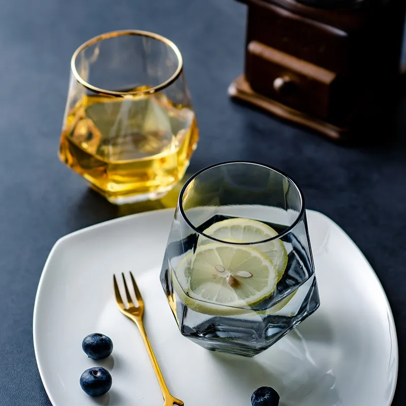 Bunte Whisky-Diamant-Kristallglas-Tasse, hitzebeständig, transparent, Kaffeetassen, Milchbecher, Heimbar als Geschenk