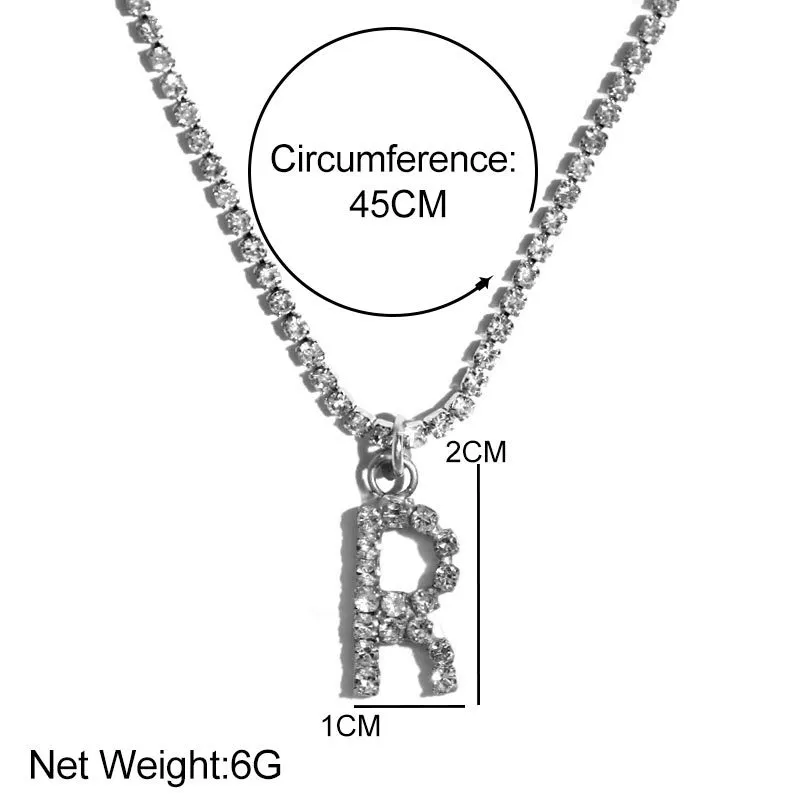 À la mode nouveau cristal 26 lettre pendentif collier pour femmes brillant strass Tennis chaîne collier déclaration bijoux fête cadeau Y03097869071