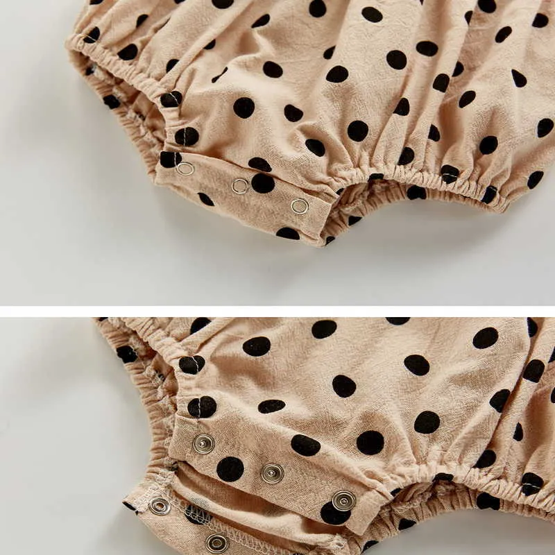 Verão Bebé Bodysuit Polka Dot Sem Mangas Macacão Nascido Bonito Estilo Crianças Roupas E07 210610