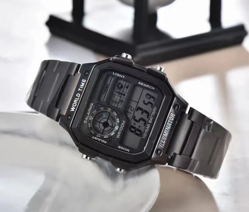 TOP Brand Watches Men Multifunction LED Digital Steel Metal band Quartz Wrist Watch GA10232Q