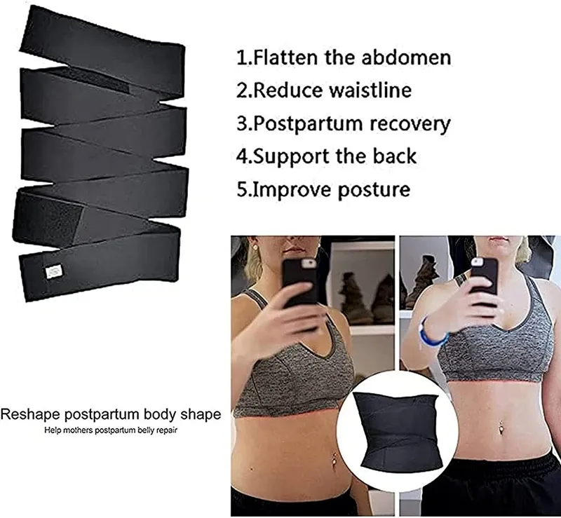 Invisible Wrap Waist Trainer Tape, Snatch Me Up Bandage Wrap Lumbar Waist Support Belt Adjustable Back Braces Tool