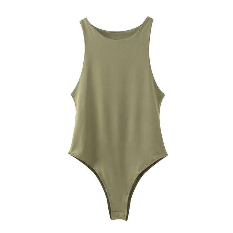 Mulheres Green Soft Bomb Bodysuits Moda Verão Senhoras Elegante Slim Vintage Feminino Bodycon Meninas Chique 210527