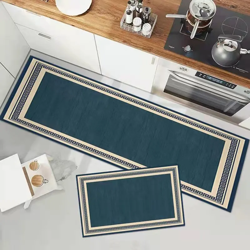 Tapis de sol de cuisine anti-dérapant tapis en treillis bleu bain longue bande Absorption paillasson entrée balcon salon tapis de ménage 220301