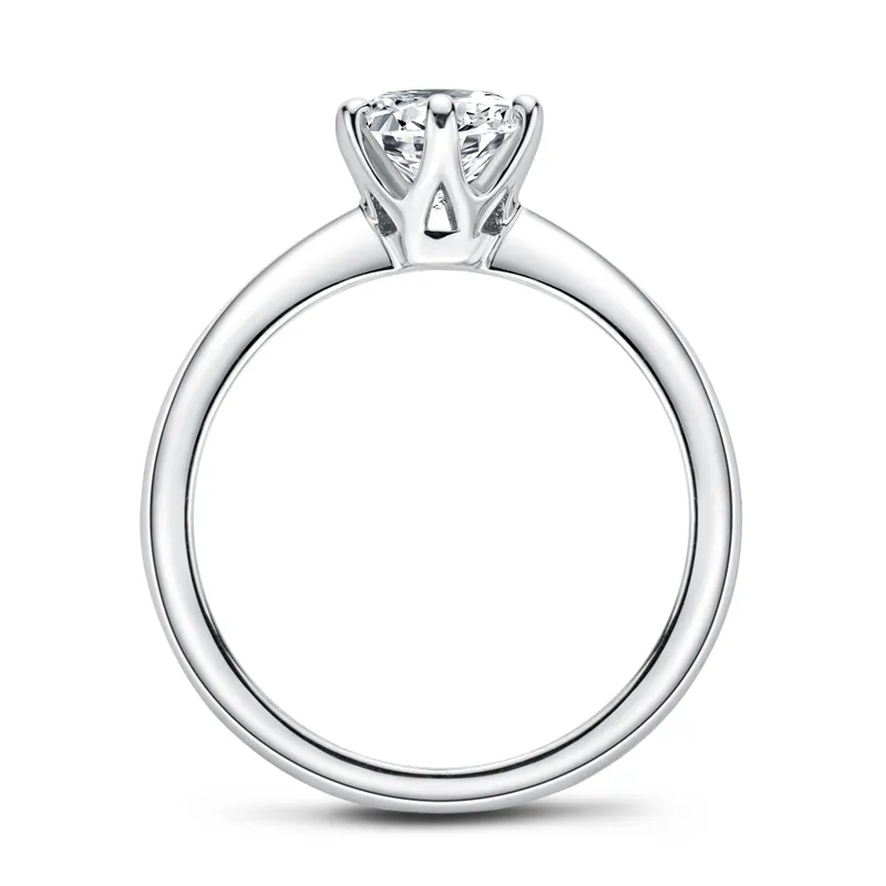 LESFモイサナイトダイヤモンド925シルバーエンゲージリングクラシックラウンド女性の結婚式ギフトサイズ0 5 1 0カラット217p