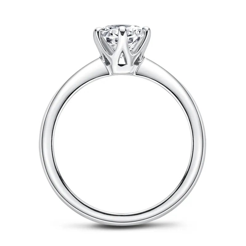 Lesf moissanite diamante 925 prata anel de noivado clássico redondo feminino presente de casamento tamanho 0 5 1 0 quilate217p