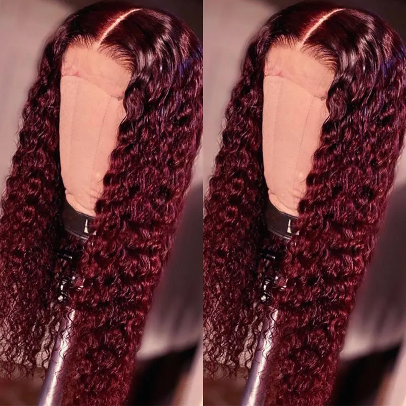 150 Hög densitet Front Wig Baby Hair for Women Ynthetic Wigs Orange Color Red Long Curly Hair Middle Part Värmebeständig2194491