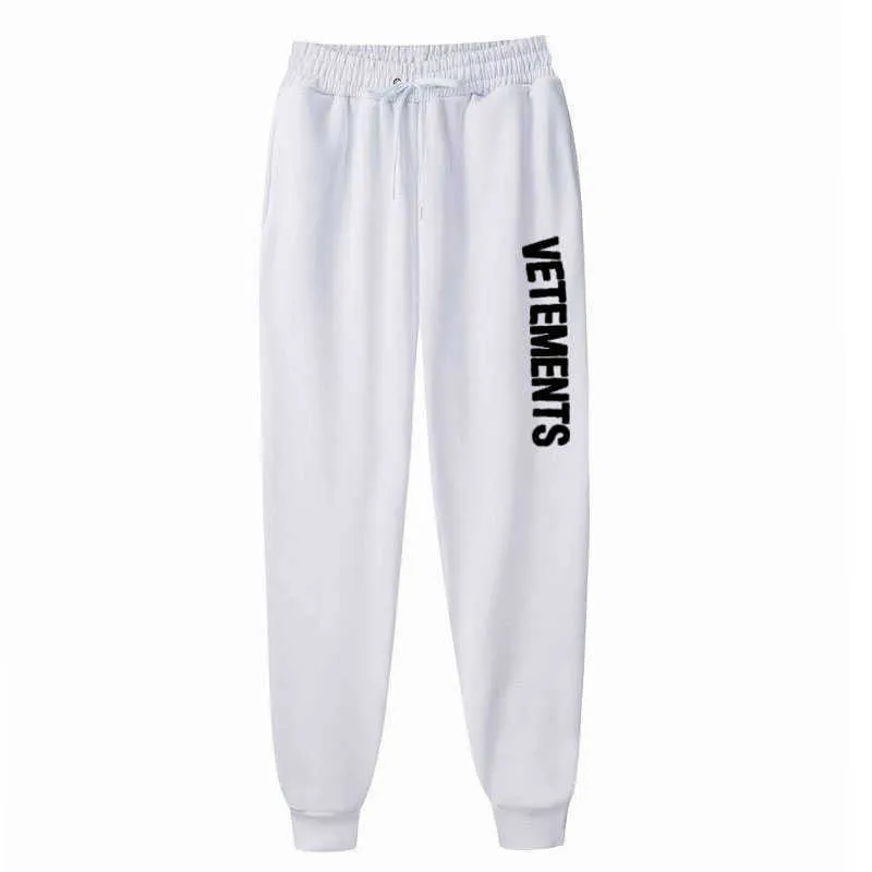 남성용 운동복 VETEMENTS 인쇄 조깅 라운지 바지 주머니 야외 하이킹 러닝 바지 Streetwear Sweatpants Y0811