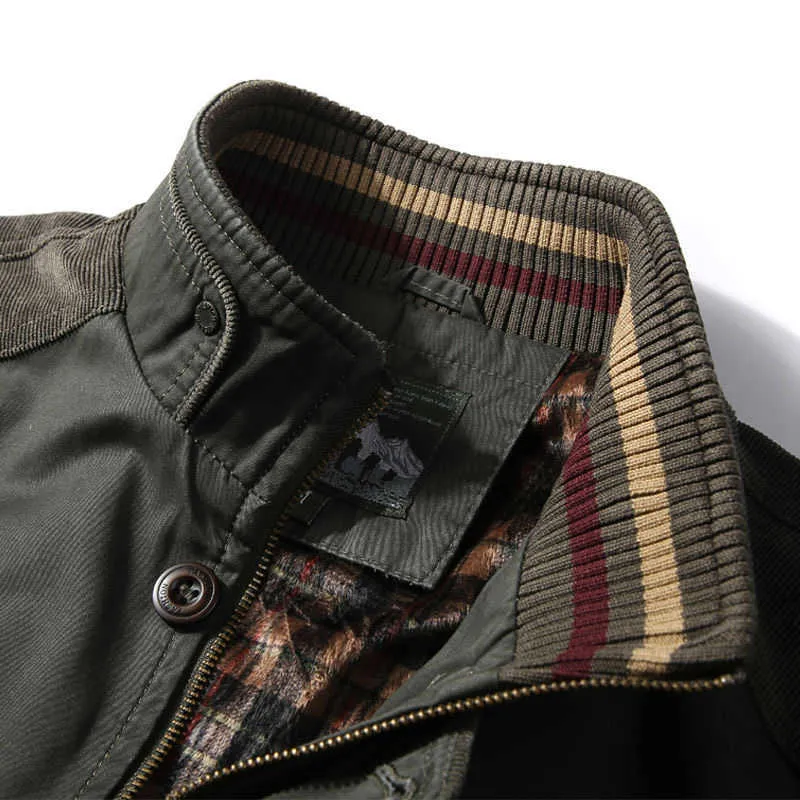 High Quality Jacket Men'S 96% Cotton Spring Autumn Loose Large Size Jacket Middle Aged Men'S Casual Wear Winter Clothes 211025